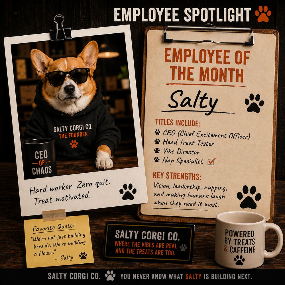 Salty Corgi Co. post: Employee Spotlight &mdash; Salty, Employee of the Month
